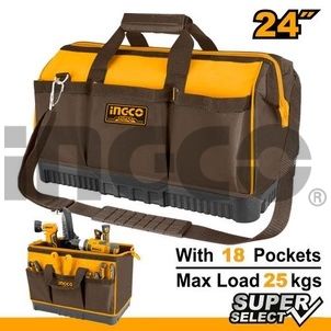 INGCO Сумка для инструментов INDUSTRIAL 24"/ max. нагрузка 25 кг/ 60х23х35 см