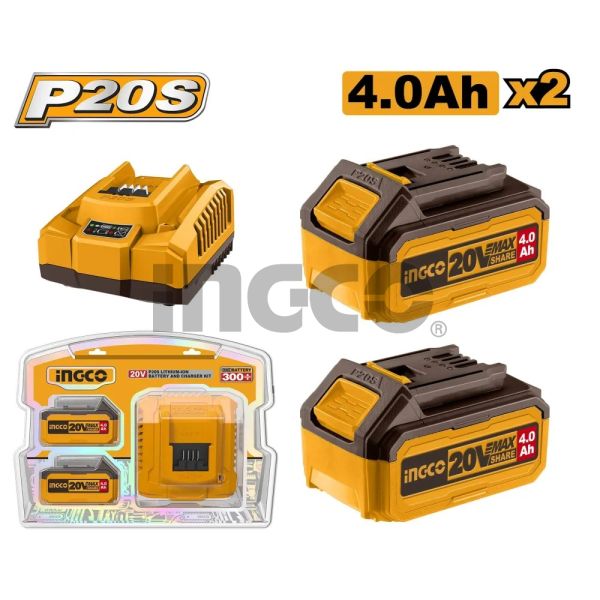 INGCO Аккумулятор литий-ионный  P20S и комплект зарядного устройства 4.0Ah