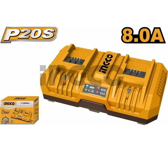 INGCO Устройство зарядное быстрое INDUSTRIAL 20W Li-Ion 4Aч+4 Ач