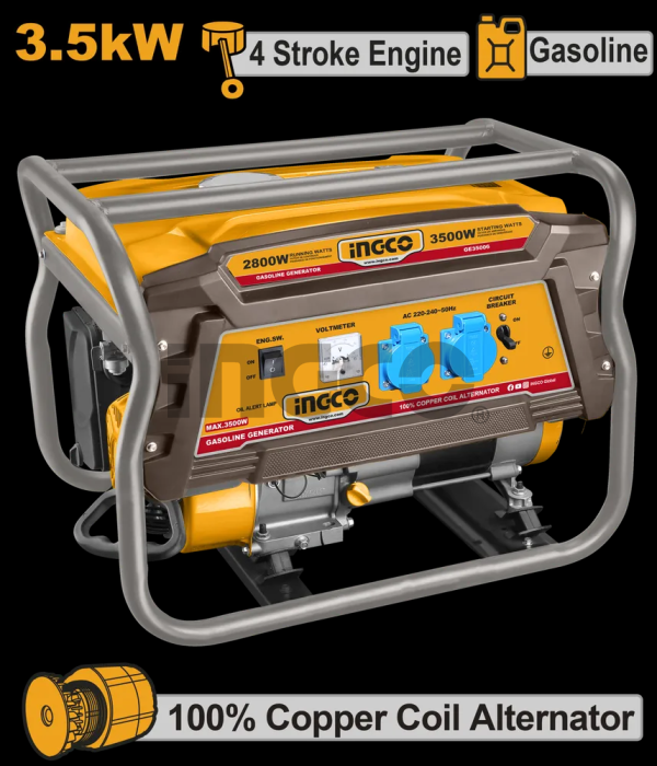 INGCO Генератор бензиновый INDUSTRIAL 3,5 кВт 220 В