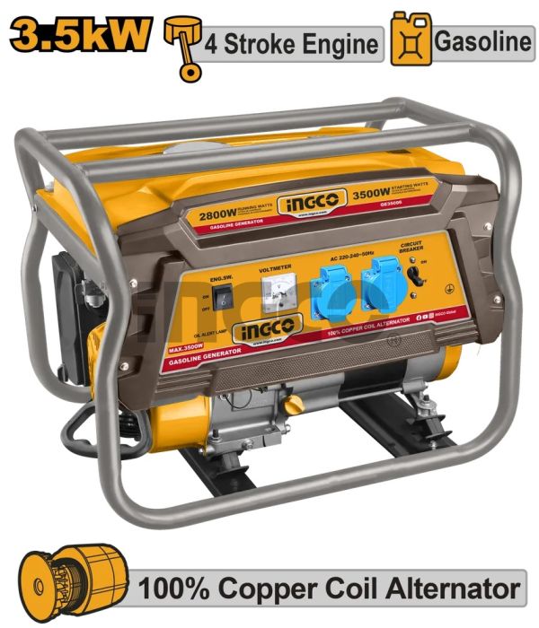 INGCO Генератор бензиновый INDUSTRIAL 3,5 кВт 220 В