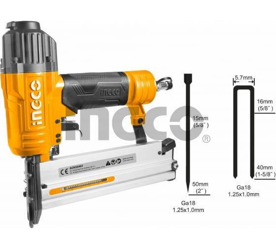 INGCO Степлер пневматический для скоб и гвоздей