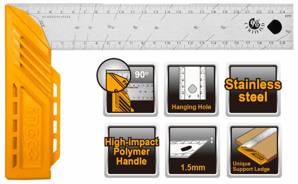 INGCO Угольник металлический INDUSTRIAL 300 мм