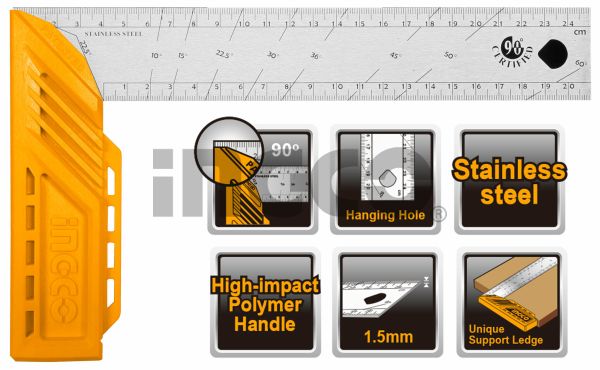 INGCO Угольник металлический INDUSTRIAL 300 мм