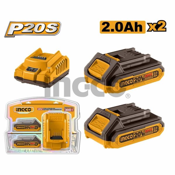INGCO Аккумулятор литий-ионный  P20S и комплект зарядного устройства 2.0 Ah