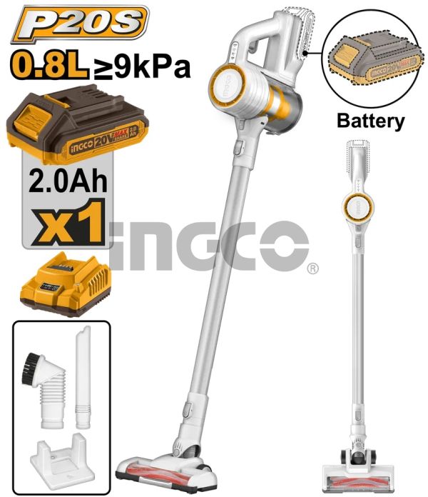 INGCO Пылесос аккумуляторный Li-Ion 20W 2Ач 1 шт